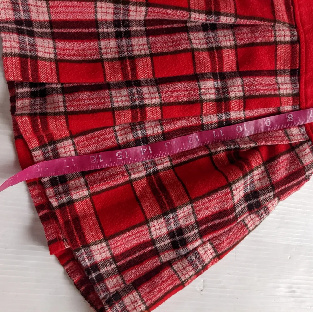 VINTAGE toddler girls red Christmas plaid pleated overall pinafore dress